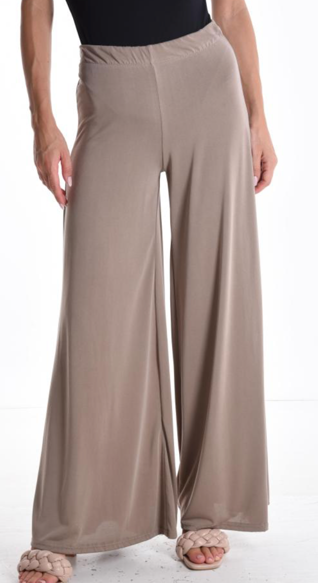 Calças wide leg com elástico