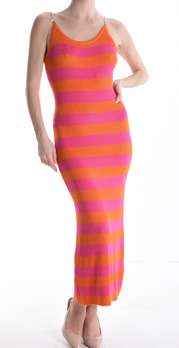 Vestido às riscas